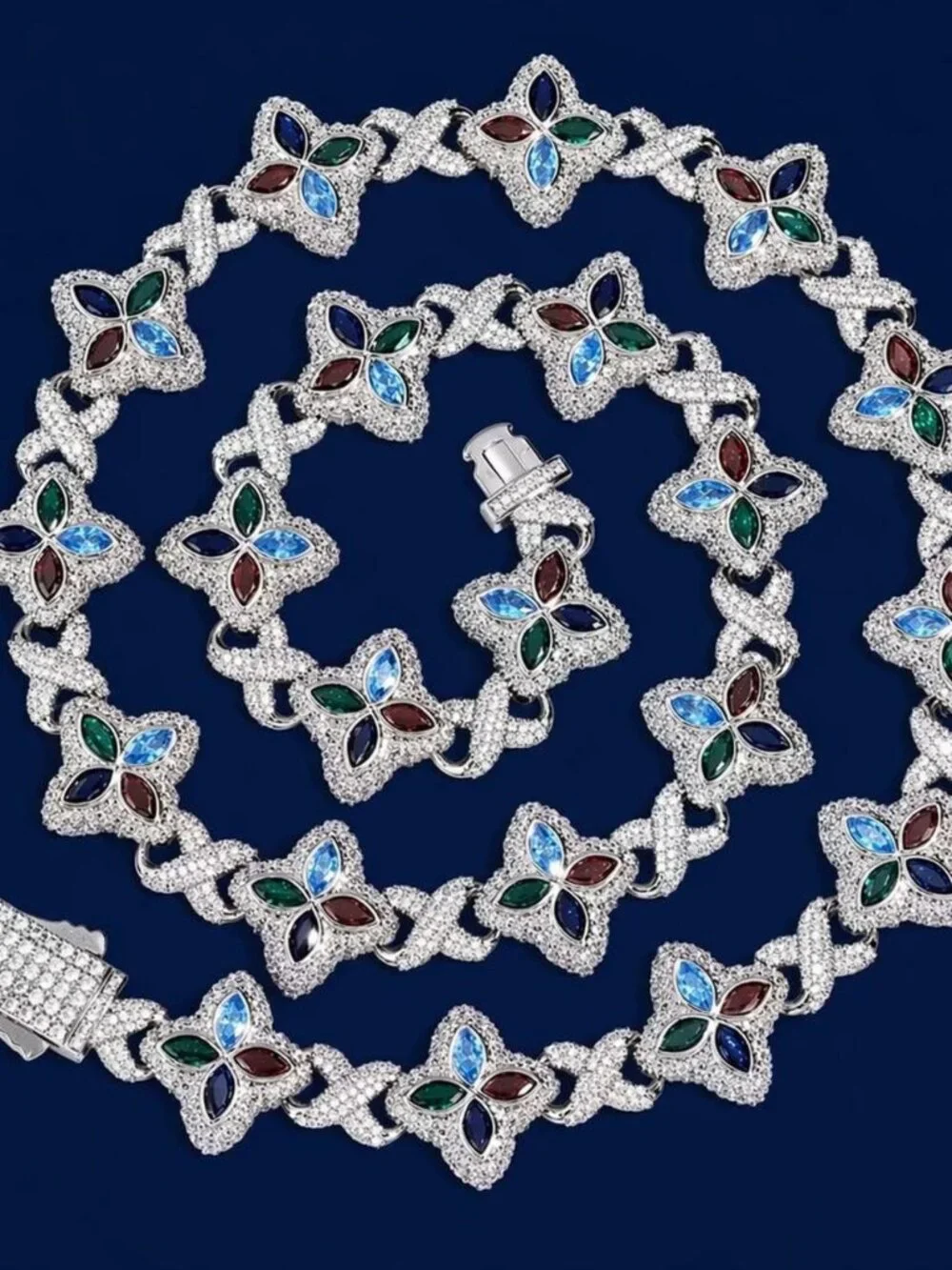 Multi Coloured Clover Chain Necklace 20inch